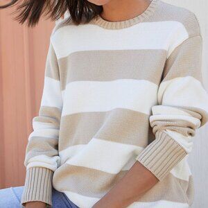 Brandy Melville Brianna Cotton Thick Stripe Sweater O/S Latte Ivory Stripes